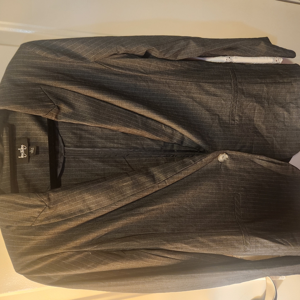 womans Gray striped Blazer by and by large